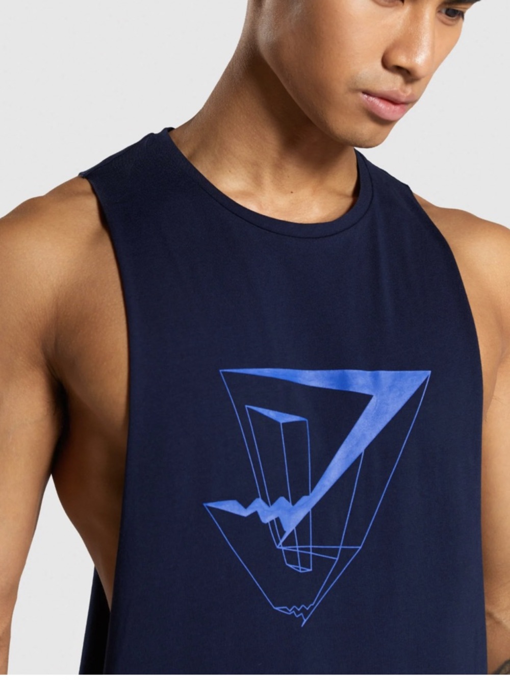 Gymshark Men’s Navy Tank with Blue Geometric Print